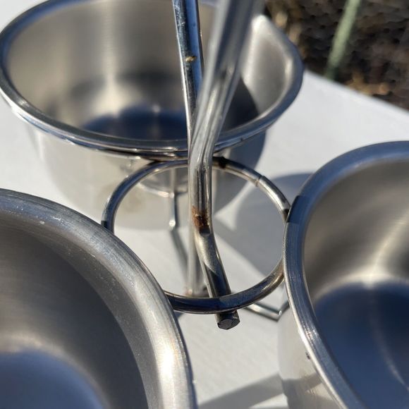 MCM Condiment Caddy Server Holder Stainless Steel Atomic Vintage Teak Restaurant - Picture 8 of 8